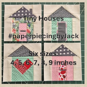Tiny Houses FPP Quilt Block Pattern: Heart Design, 6 Sizes (PDF Pattern)