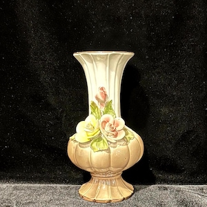 Capodimonte  Floral Porcelain Vase Vintage Rose Flowers