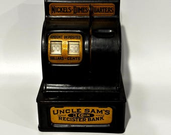 Vintage Uncle Sam&#39;s 3 Coin Register Bank