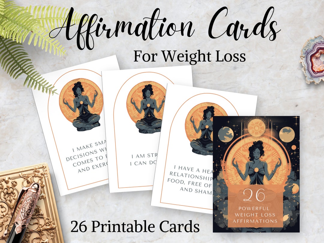 Weight Loss Affirmation Cards Positive Card Deck Printable PDF Instant