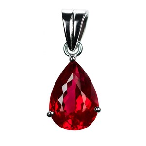 Elegante colgante de rubí rojo natural de talla pera de 14,60 ct. Colgante de plata de ley 925 con certificado de 13 x 9 mm. Colgante de piedra de amor y pasión para regalo.