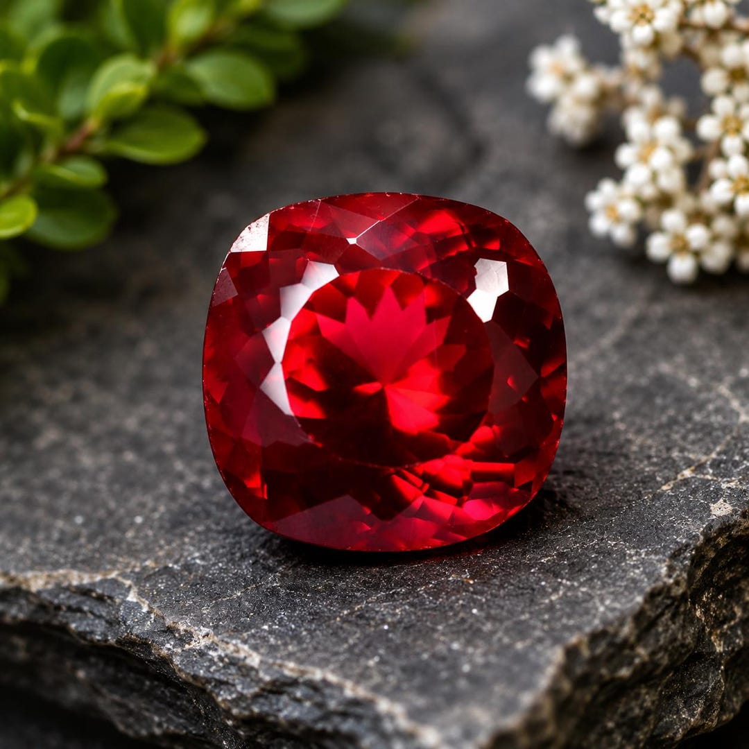 Stunning 13x13 Mm Square Cushion Cut Red Ruby Certified Loose Gemstone ...