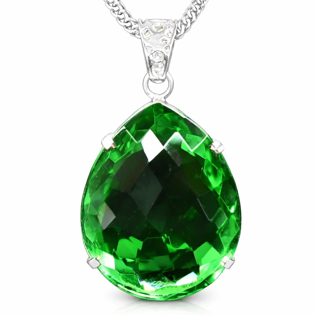 Ciondolo Fatto A Mano In Tsavorite Verde, Creazione Da Laboratorio, Argentato, 1,77 Pollici