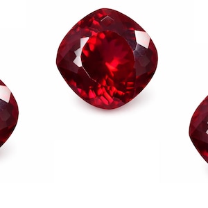 Natural Red Ruby  Square Cushion Shape Loose Gemstone Lot 3PCS Pair | 12x12mm Certified Ruby for Jewelry Making | July Birthstone Gift