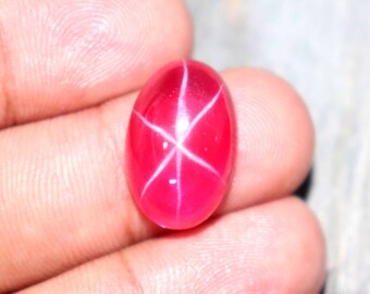6 Rays Natural Red Star Ruby Loose Gemstone Cabochon Oval Shape Certified Gemstone (Each 6-9 ct) Natural Untreated Unheated Star Ruby Oval