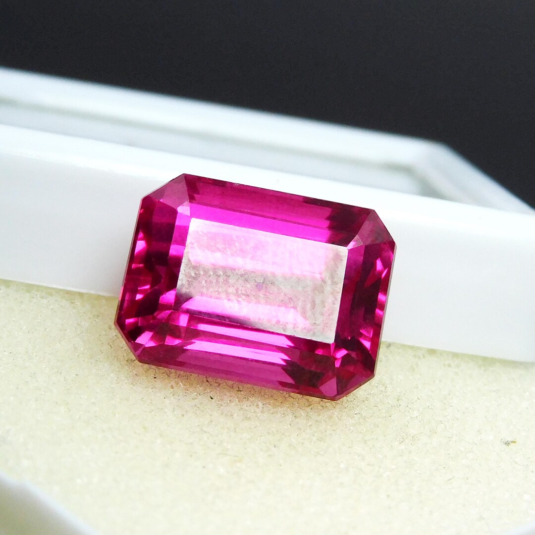 Perfect Ruby 8.12 Ct Natural Pink Ruby Certified Perfect Emerald Cut Flawless Loose ...