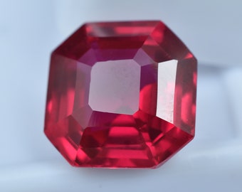 Ring Size Natural Red Ruby 10-12 Ct Square Shape Certified Red Ruby Excellent Loose Gemstone | Free Delivery Free Gift | Gift For Him/her