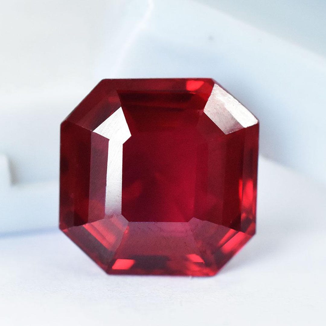 Natural 13x13mm Red Ruby Square Cut Certified Loose Gemstone for Ring ...