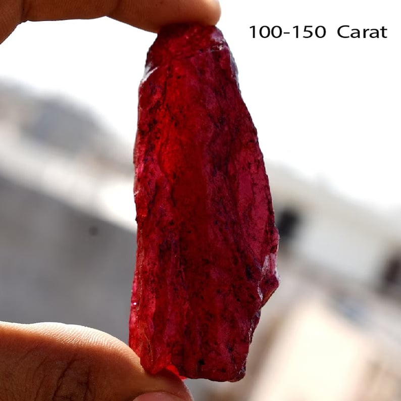 One Time Sale Ruby Rough Natural 100 1000 Ct Certified Natural Uncut Earth Mined 77mmx47mm African Pigeon Blood Red Ruby Big Rough Gemstone image 3
