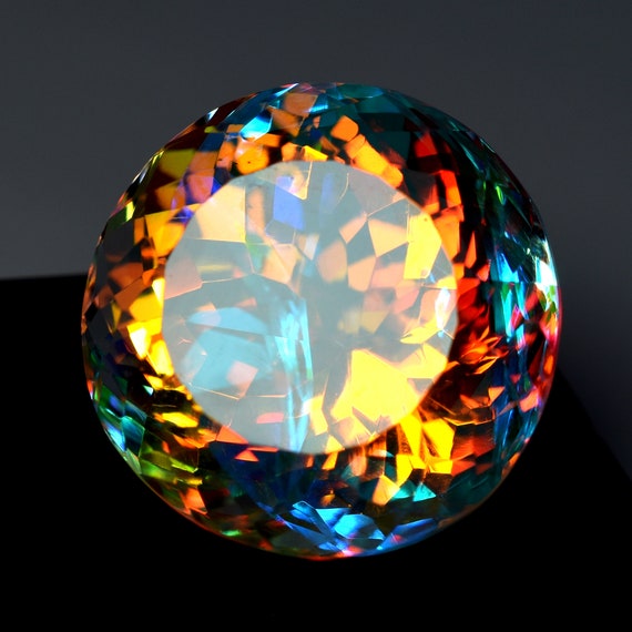 Pierre Précieuse Topaze Mystique Naturelle 50 Carats Certifiée AAA - Couleur Arc-en-ciel