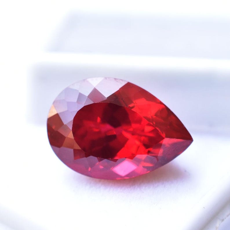 14.60 Ct Pear Cut Natural Cherry Red Ruby Certified Loose Gemstone ...