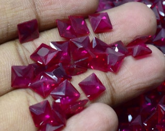 SALE ! Pink Ruby 5 mm ( 11 Pcs) Natural Square Shape Best Size For Making Jewelry, Rings Certified Loose Gemstone | Free Delivery Free Gift