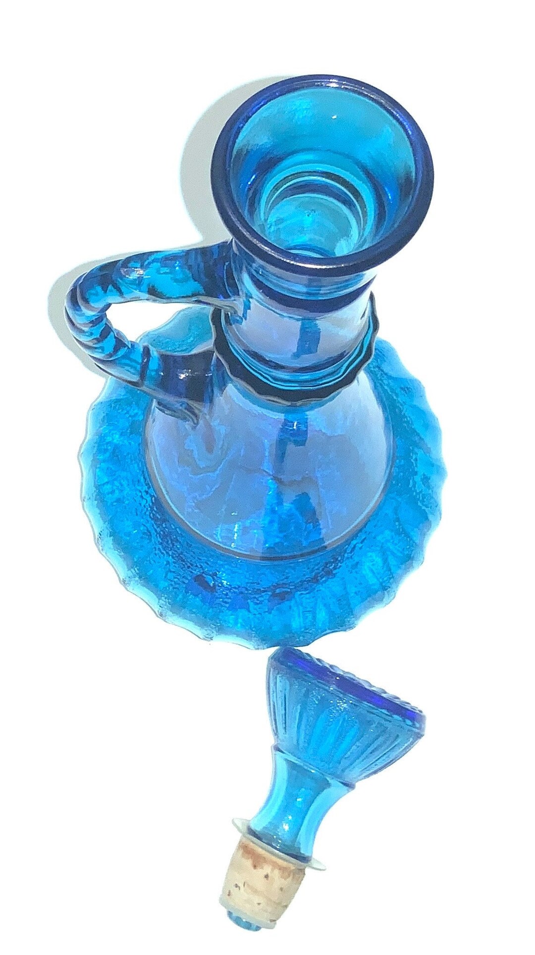 Vintage Jim Beam Genie Bottle, Decanter Blue, Aqua Blue Liquor Bottle, Jim Beam Aqua Glass, Blue