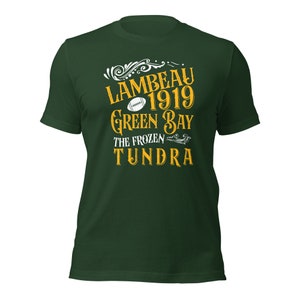 Lambeau 1919 Green Bay The Frozen Tundra T-shirt unisexe Jordan Love Green Bay Packers Go Pack Go Football Tees