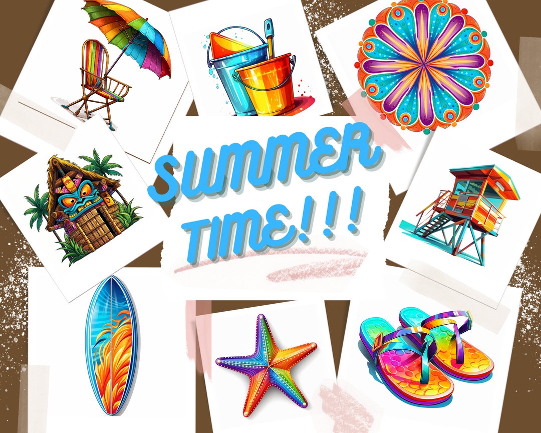 47 Summer Beach Theme Clipart Vibrant Seaside Graphics Etsy