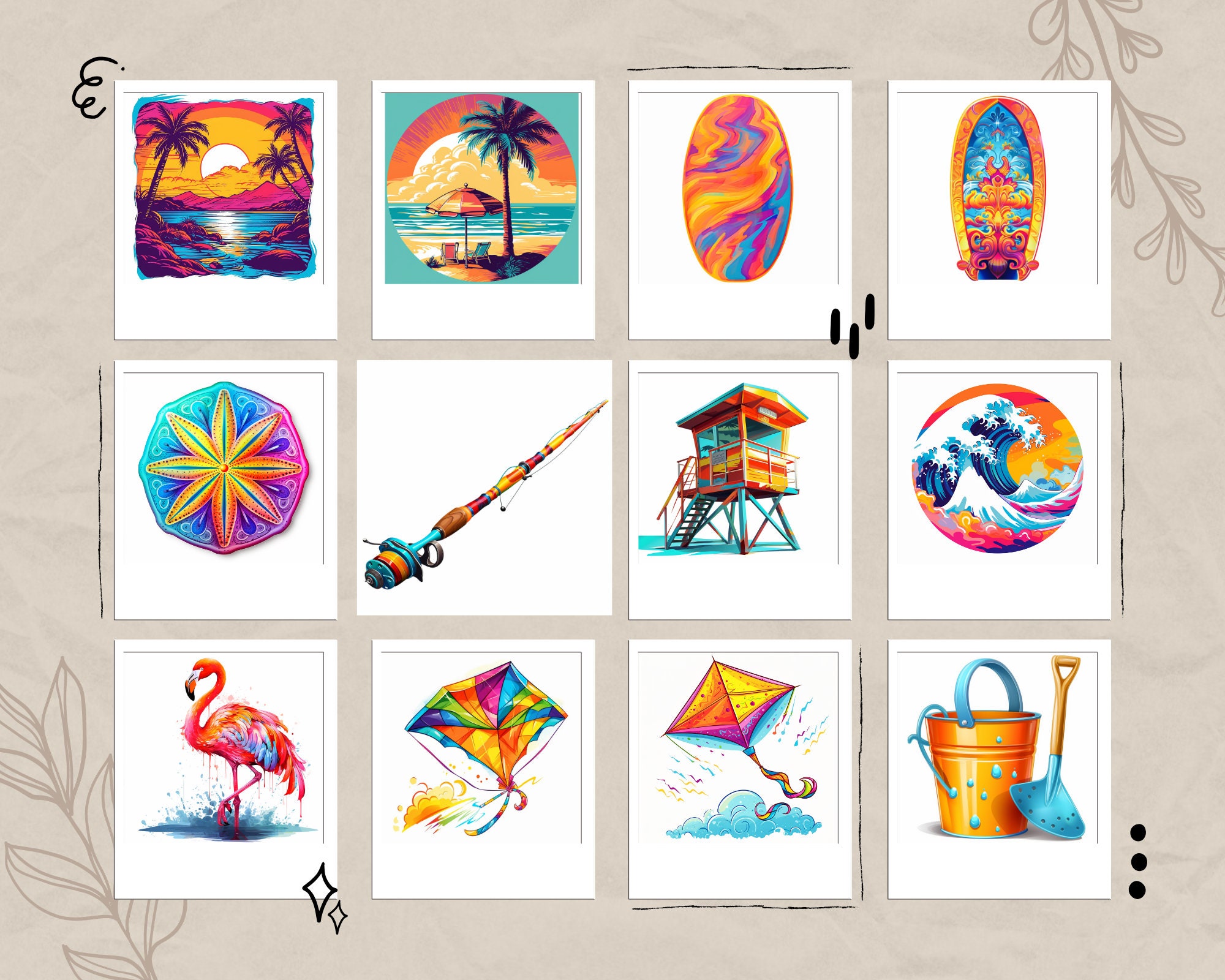 47 Summer Beach Theme Clipart Vibrant Seaside Graphics Etsy