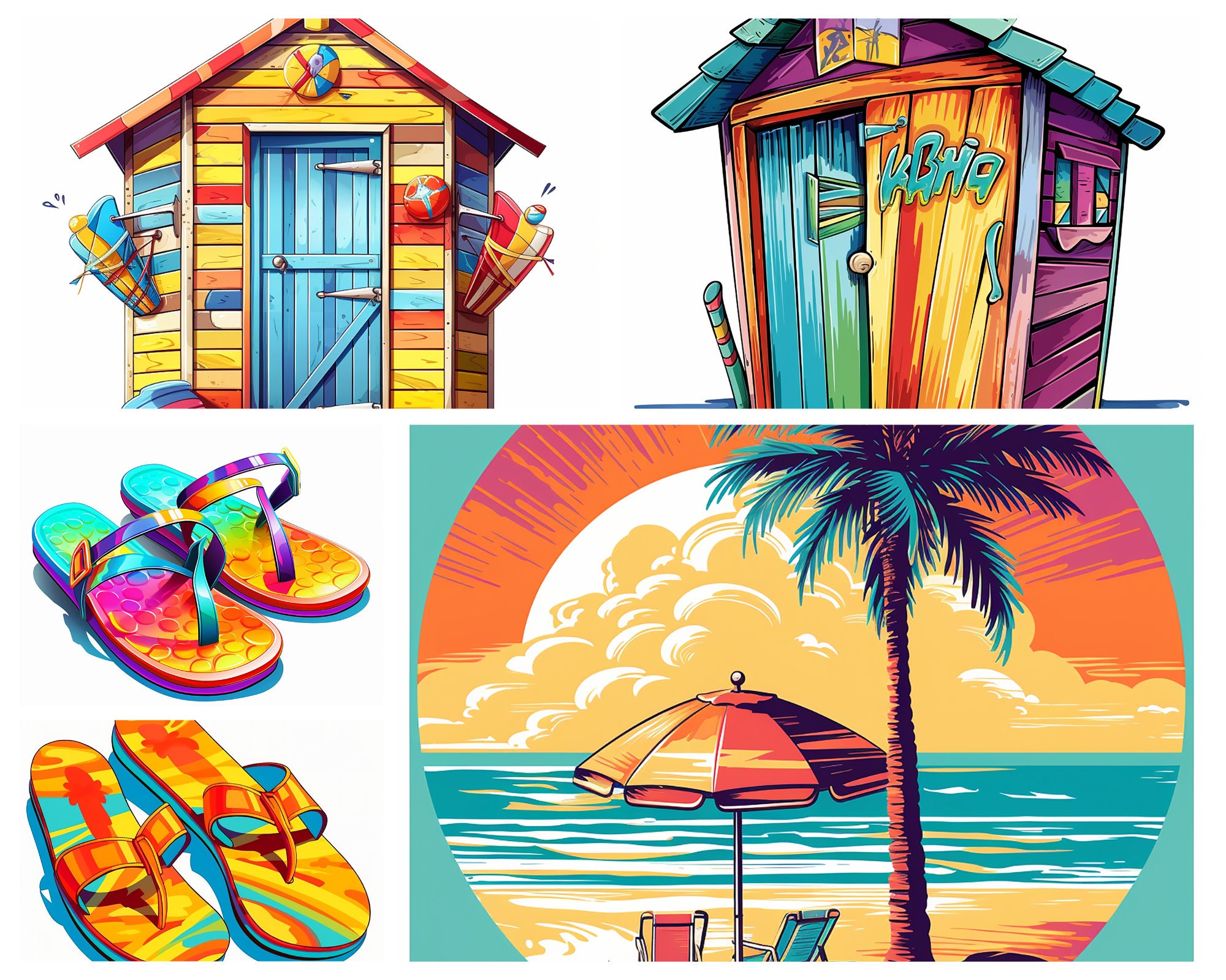 47 Summer Beach Theme Clipart Vibrant Seaside Graphics Etsy