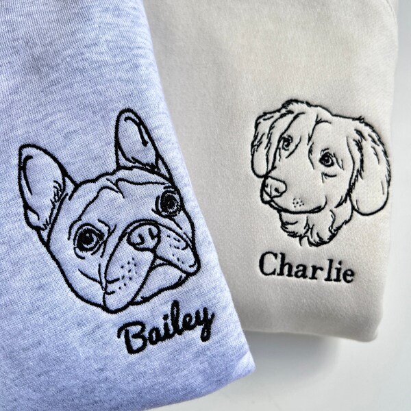 Custom Pet From Your Photo Embroidered Sweatshirt, Personalized Pet Face and Pet name Sweatshirt, Custom Pet Cartoon Hoodie,Pet Sweater Gift