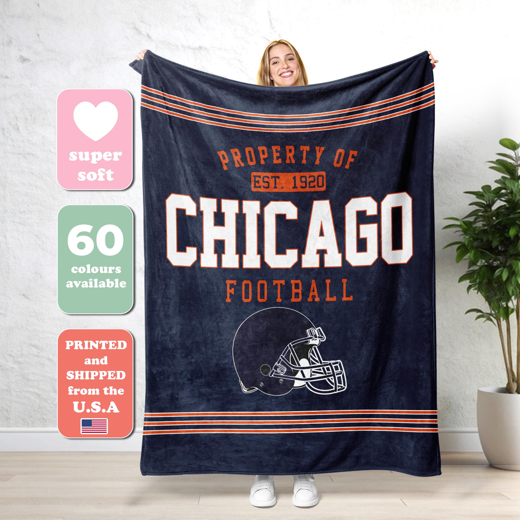 Chicago Football Personalized Blanket,Retro Chicago Bear Football Blanket , Chicago Bear Fan Gift , Sunday Football FA12