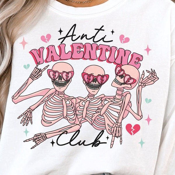 Anti Valentine Club PNG | Lustiger Valentinstag png | Valentinstag | Sublimationsdesign | Digitales Design | Valentinstag png | Skelett png