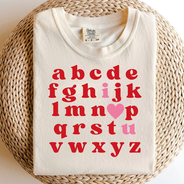 Alfabeto de San Valentín Te amo Svg, San Valentín para niños Svg, Alfabeto de amor Svg, Alfabeto Svg, Día de San Valentín Svg, Camiseta de San Valentín Svg