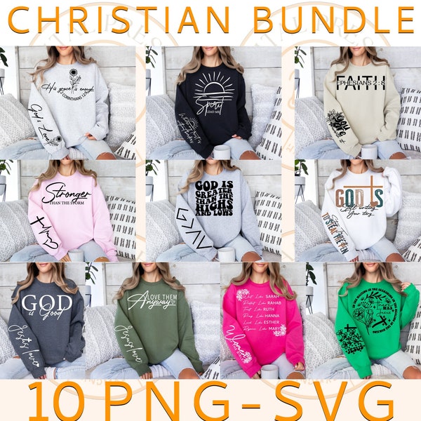 Christian SVG PNG bundle | Religious svg bundle l Sleeve Sweatshirt Svg Bundle | Bible Verse Shirt svg | Psalm vg | Jesus Svg | God Svg Png