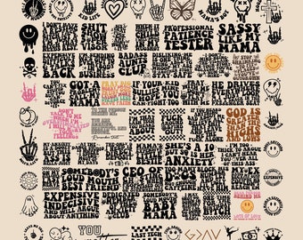 75 Groovy svg, bundle, boho svg, hippie svg, aesthetic svg, inspirational svg, motivational svg, trendy svg, retro svg, svg files wavy text