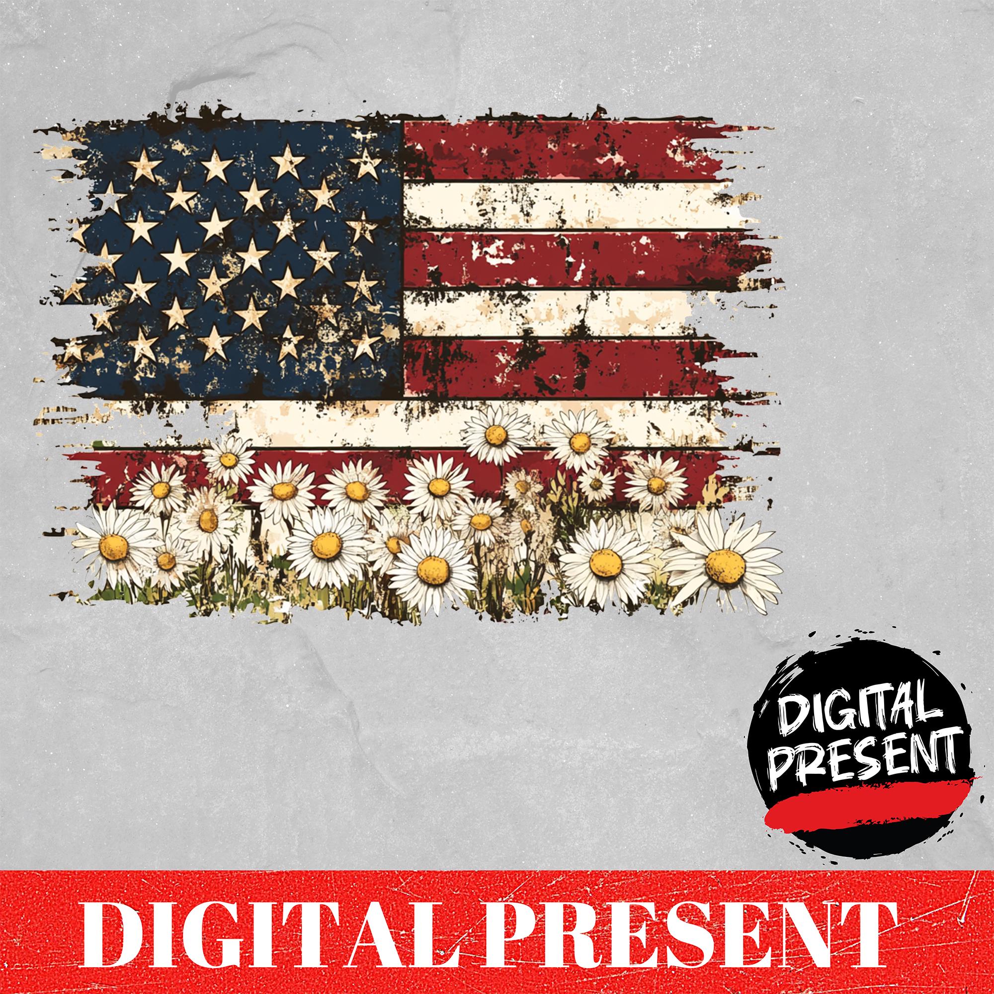 Floral American Flag PNG, 4th of July PNG, America Png, Patriotic PNG ...