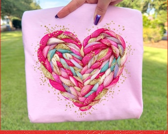 Latch Hook Yarn Crochet Valentines Day Heart Png, Colorful Heart Valentines Faux Yarn Png, Retro Valentine Png, Love Png, Heart png, Preppy