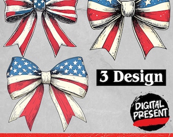 Coquette Bow America Bundle PNG Cute Coquette Bow American Flag Retro 4th of July Png Trendy Fourth Of July Girly Independence Day Design