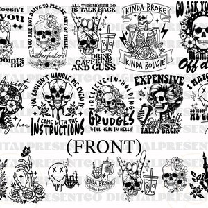 Sarkastisches Vorder- und Rückseiten-Shirt-Svg-Bundle, lustige Zitate Clipart-Svg, Retro-Sarkastisches-Svg, sarkastische Sprüche Aufbügler-Svg, Erwachsenen-Humor-Svg, Png-Datei