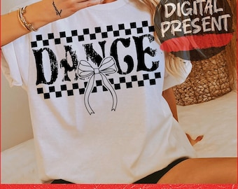 Dance Coquette Bow Retro Checkered Dance Competition PNG Coquette Dance Png Trendy Dance shirt Png Retro Dance Coquette Cute Dancer ORIGINAL