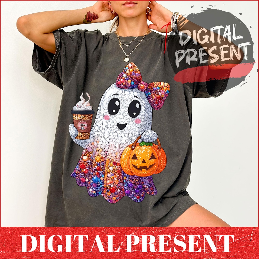 Rhinestone Boo Trendy Halloween Rhinestones Ghost Png, Retro Spooky Boo Ghost Png ...