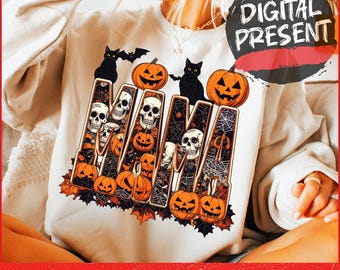 Mama Pumpkin Skeleton PNG, Fall Halloween Sublimation Design, Checkered Mama Shirt PNG, Trendy Autumn Digital Download, Sublimation Design