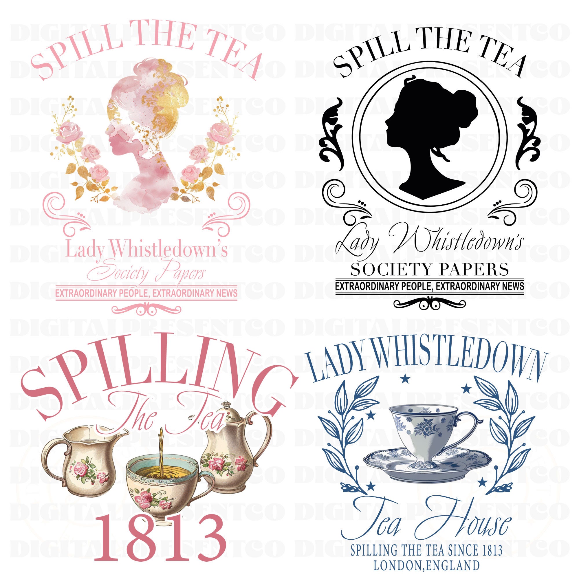 Spill The Tea Lady Whistledown's PNG, Bridgerton Fashion, Historical Drama Png, TV Show Png, Whistledown Style, Bridgerton Png