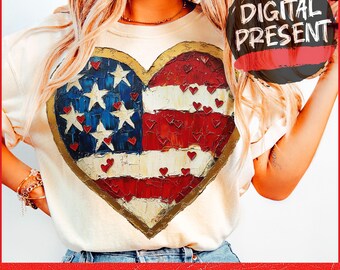 4th Of July Day Heart Brushstroke png, Patriotic USA Flag Independence Day Brushstroke Hand Drawn Heart Design / Red White Blue Stars Stripe