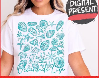 Oceanside Life Summer png trendy shirt visser esthetische oceaan png retro strand png maritiem zomerontwerp leuk zeeshirt png ORIGINEEL
