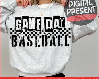 Game Day Baseball PNG Retro Baseball Spieltag design Baseball-Team Retro Karierter Baseball Distressed Png Baseball-Saison ORIGINAL