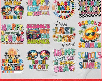Letzter Schultag Png-Bundle, glücklicher letzter Schultag Png, Schule Png, Lehrer Sommer Png, Sommerurlaub Png, digitaler Download