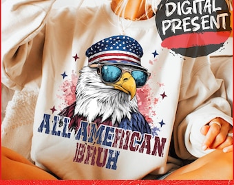 All American Bruh Funny Kids tienerjongens patriottische 4 juli png, American Eagle sublimatie PNG, digitale download, Instant Download