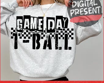 Dia do jogo T Ball PNG Retro T Ball Design do dia do jogo Equipe T Ball da moda Retro T-Ball xadrez Distressed Png T Ball temporada Jogo Dy Png ORIGINAL