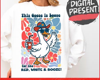 Ganso del 4 de julio PNG, Ganso rojo y blanco borracho PNG, Este ganso está suelto PNG, Cuatro de julio PNG, Diseño de sublimación de camiseta patriótica del 4 de julio, Patriótico PNG