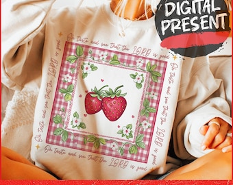 Jordgubb "Smaka och se" blommig png, bibelvers png, kristen png, inspirerande png, jordgubb png, sommar png, trendig png, t-shirt