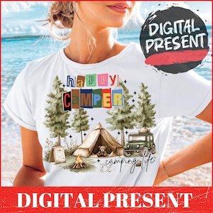 Camping PNG, PNG été rétro, aventure en famille, sublimation, patchwork, extérieur, conception de chemise de camping, camping vintage