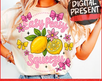 Preppy citroenzomer png, citroencocktail png, preppy zomer png, girly zomershirtontwerp, Easy Peasy png, citroenshirt png, limonade png