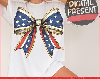 4th of July Coquette Png, Memorial Day PNG, America Bow PNG, USA Png, Independence Day png, Vintage America, 1776 Png, Land of the Free