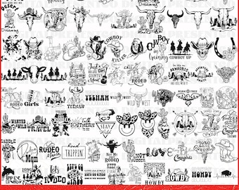 80+ Cowboy Western Bundle svg, Cowgirl Bundle Design svg png Sublimation, wilder Westen Bundle svg, Cricut Datei, Rodeo svg, es lebe Cowgirls svg