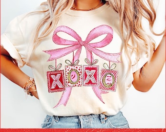 XOXO Valentine PNG, Pink Bow xoxo Letters PNG, Cute Hearts Pattern Sublimation, Valentine’s Day Clipart, Love Decor Digital Download