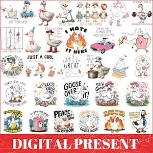 Retro Silly Goose PNG Sublimation Bundle, | Funny Silly Goose University Sublimation for Print PNG | Digital Download File