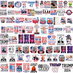 Bundel 75+ Ik stem liever op een misdadiger dan op een gek 2024 png, ik stem op de misdadiger Trump png, Trump voor president, 4 juli, png